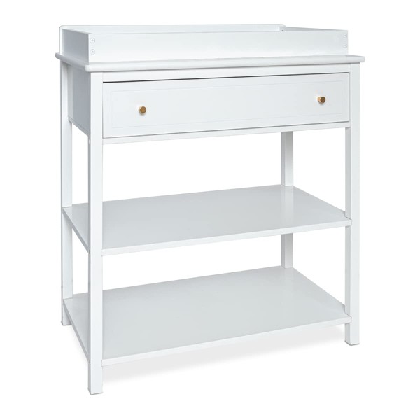 Milliard Nursery Dresser and Baby Changing Table with Storage & Removable Diaper Changing Top, White Modern Diaper Changing Station, Includes Spacious Drawer and Shelves, 18.5 x 35.5 x 40 inches