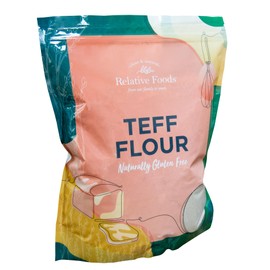 Relative Foods Teff Flour Brown – 5 lb | Naturally Gluten Free, Non-GMO, Vegan | USA Grown | Premium Ancient Grain Flour for Baking and Cooking