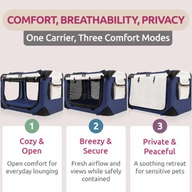 PetLuv Cat & Dog Pet Carrier, Soft-Sided, Large 24"x16"x16", Fits Large Cat, 2 Cats, or Medium Dog Comfortably, Great for Travel & Vet Visits, Privacy Windows, Removable Bed, Locking Zippers, Foldable