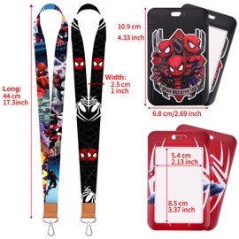GTOTd Spider Lanyard Spider Lanyard (2 Pieces) with ID Badge Holder ID Card Holder Decoitems (2 Pieces) Gifts Merch Hero Accessories Key String Wallet Lanyard for Teens