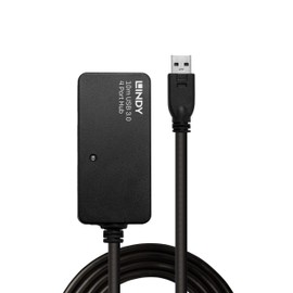 Lindy 10m USB 3.0 Active Extension Hub with 4 Ports, Supports 5Gbps Transfer Rate, Compatible with Desktops and Laptops