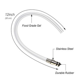 Growler Filler, 12'' Cut-to-Length Stainless Fitting Beer Jug Filler, 1/2'' O.D & 5/16'' I.D Hose Kegerator Bottle Filler with 2 Sealing O-Ring for Beer Outlet I.D 12.63-12.7mm Keg Beer Faucet