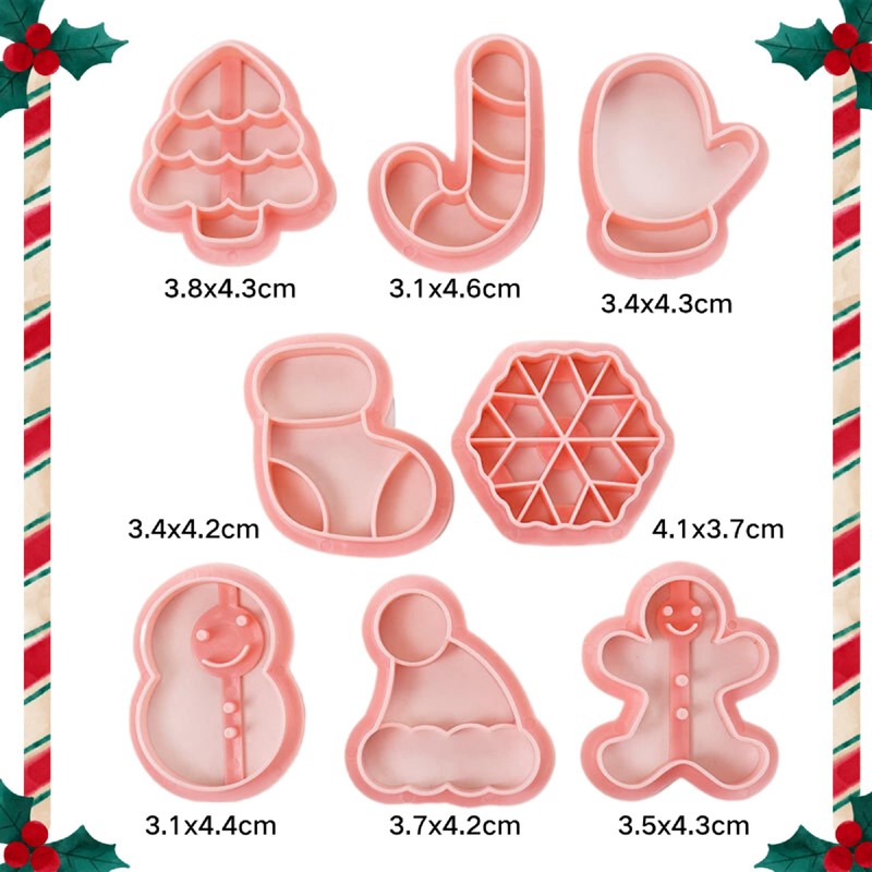 8 Pieces Christmas Cookie Cutters Set Christmas Cookie Cutters Plastic
