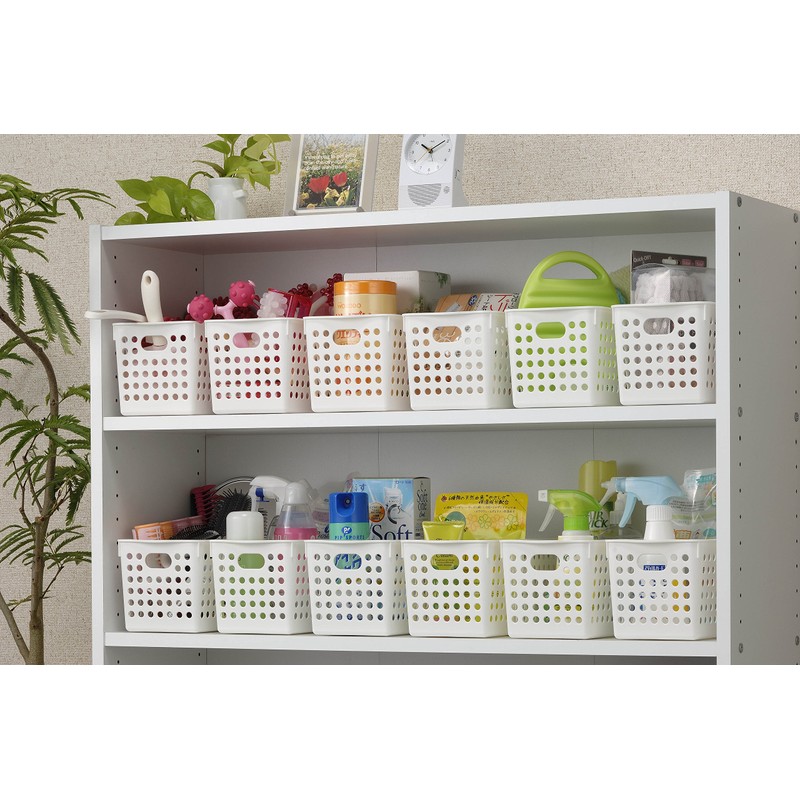Inomata Chemical Storage Baskets, Stock Baskets, Slim, White, Set of