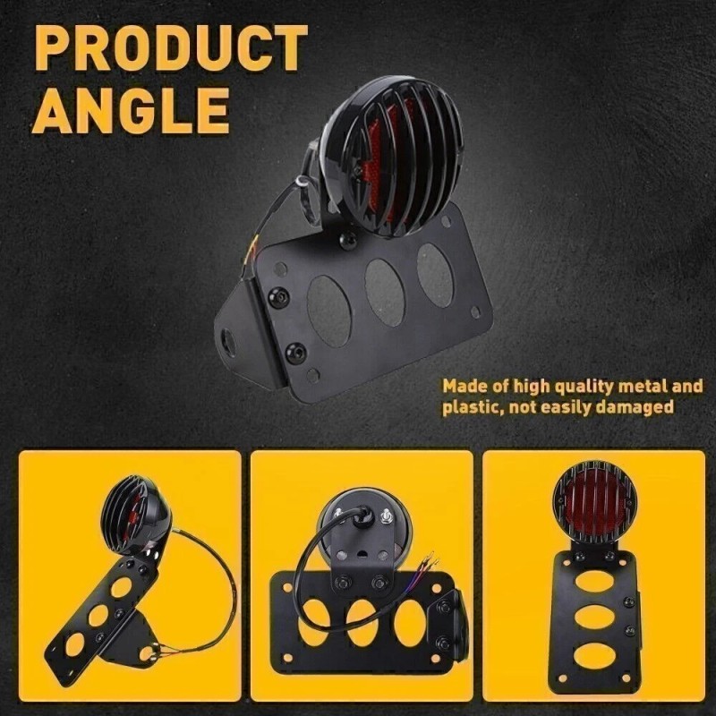 Gearzaar Side Mount License Plate Bracket Motorcycle LED-Light Holder For