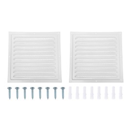 PATIKIL 10"x10" Stainless Steel Gable Vent, 2pcs Exterior Wall Outlet Vent Cover HVAC Air Grille Louvered Screen Mesh for Kitchen Bathroom Ventilation, White