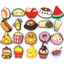 Scxxbsw 20PCS Different Cartoon Food Shoe Charms Design Fits for Shoe Decoration Wristband Accessories Charms party Favors…