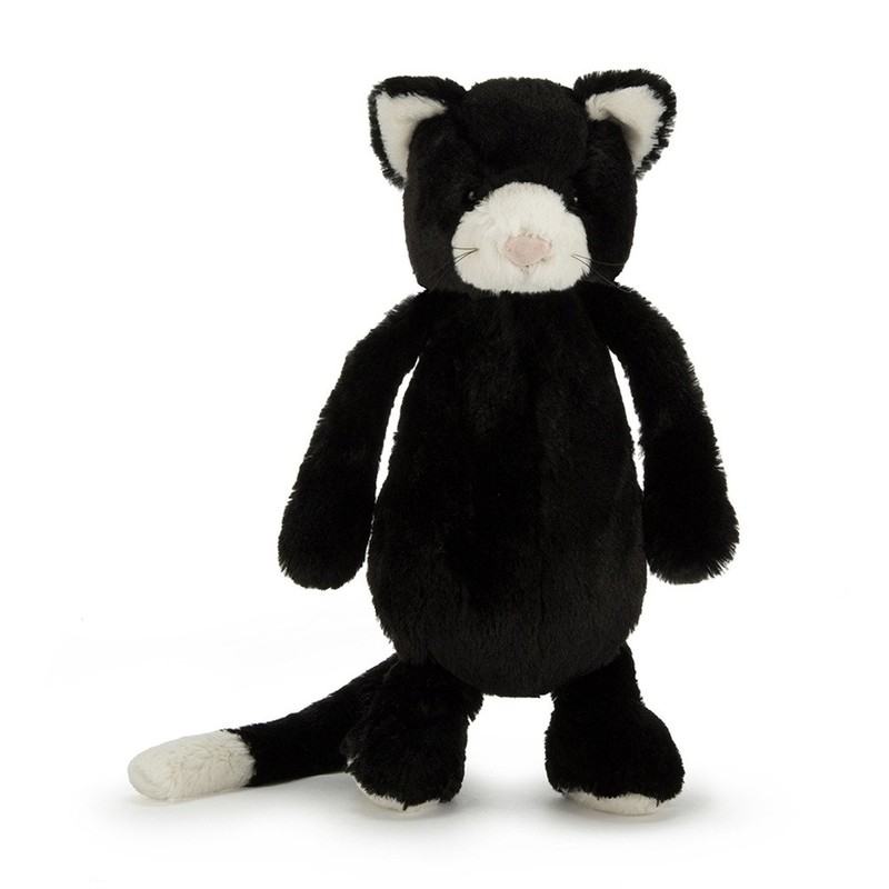Jellycat Bashful Black and White Cat Stuffed Animal, Medium, 12