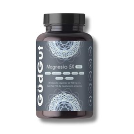GUDGUT - Magnesio 5X PRO Bisglicinato - Citrato - Malato - L Treonato - Orotato - 120 cápsulas - 5 tipos de magnesio con cúrcuma y piperina - Apoyo pa