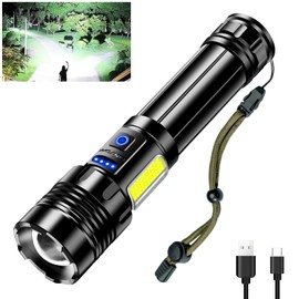 Glarylight Taschenlampe aufladbar, 250000 Lumen led Taschenlampe, Taschenlampe XHP90.2 mit Seitenlicht, IPX7 Wasserdicht & 9 Modi Zoombar, Taschenlampe für Outdoor Notfall, Camping