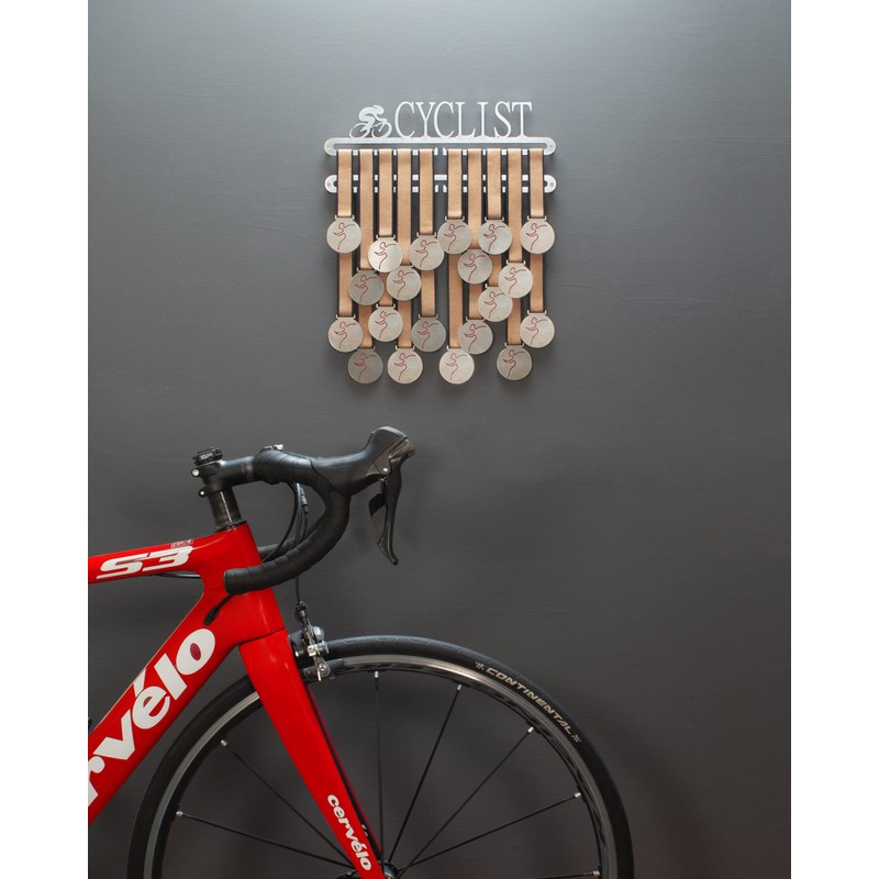 Qthrone Cycling Medal display Double hanger, Cyclist Medal Holder, Brushed