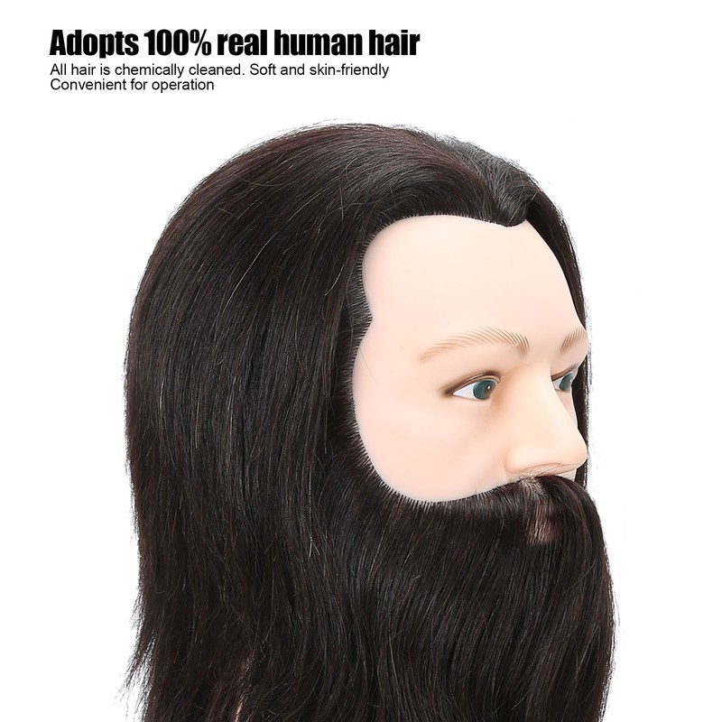 Salon Male Mannequin Head Human Hair Practice Hairdressing Training Head
