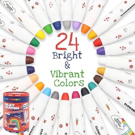 Lebze Crayones lavables jumbo para niños pequeños, juego de 24 colores no tóxicos, crayones grandes para bebés, regalo para niños y niñas, flor de Mónaco