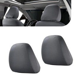yorpyep 2 PCS Car Headrest Cover, Fully Surrounded Anti-Scratch Breathable Protector for All Seasons, Cleanable Reusable Simple Dust Cover for Seat Headrest, for Most Cars Trucks (Gray)