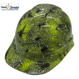 Texas America Safety Company Spider Web Hydro Dipped Cap Style Hard Hat with Ratchet Suspension - 6PT with Protective Edge