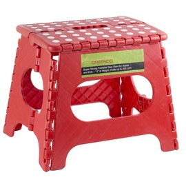Greenco Super Strong Foldable Step Stool for Adults and Kids - 11" in Height, Holds up to 300 Lb!!!(red)