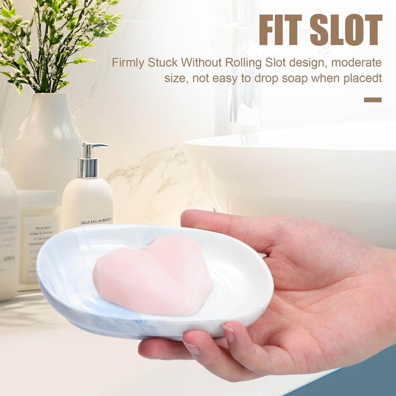 Mayoii Soap Dish Ceramic Beautiful Waterproof Rustless Stable Marbling Soap