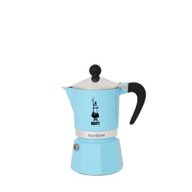 Bialetti Rainbow Caffettiera Colorata, Alluminio, Azzurro, 3 Tazze, Light Blue, 30 x 20 x 15 cm