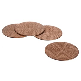 The Just Slate Company 4 Flat Hammered Copper Coasters, Cooper