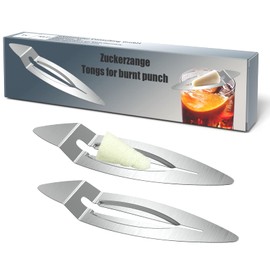 Mini Fire Tongs, Set of 2 Sugar Tongs for Feuerzangenpunch, Sugar Tongs, Small, Rustproof Stainless Steel, Silver, 3.5 x 14.5 cm