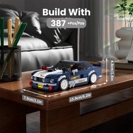 Mould King 27048 Sports Car Building Blocks Clamping Blocks Model Cars Drift Car Kit 1967 with Acrylic Display Box Gift for Adults and Teenagers (387 Pieces)