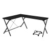 Bowery Hill Modern Wood/Metal L-Shaped Computer Desk in Black