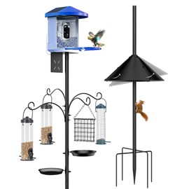 Bird Feeder Pole Squirrel Proof, 92 Inch Heavy Duty Bird Feeder Pole for Outdoor Bird Feeding Station Planter Hanger for Wild Birds Watching Attracting Wild Birds (Bird House Not Included)