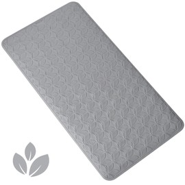 WRISIN Bathtub Mat Non Slip with Suction Cups - 100% Rubber Bathroom Mat Textured for Bath Tub Shower Safety - Soft on Touch - BPA/PVC Free - Pet Dog Bath Mat - Machine Washable - 17 × 35 Inch（Gray）