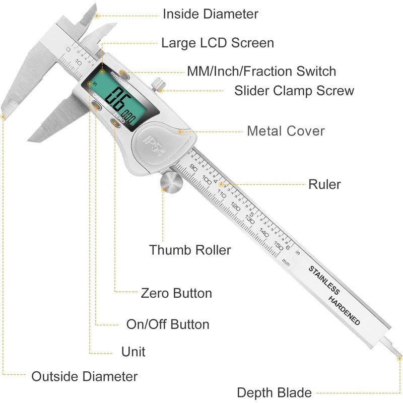 Digital Caliper, 6 inch Caliper Extreme Accuracy Measuring Tool with