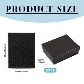 Craftdady 12Pcs Black Small Jewelry Boxes Diamond Pattern Cardboard Paper Present Boxes with Lids Necklace Pendants Earring Ring Empty Display Boxes for Festival Present Packing Jewelry Display