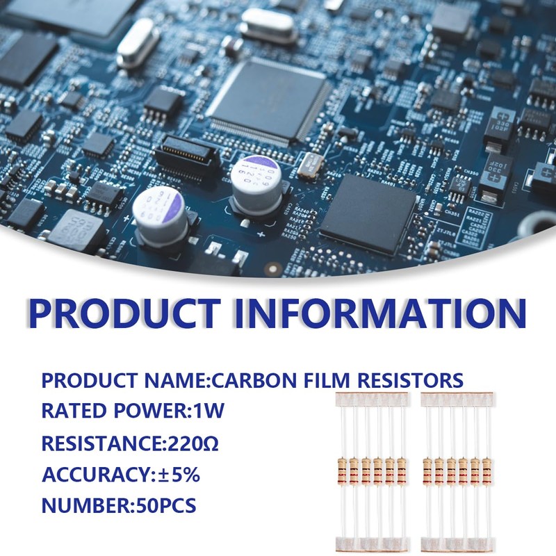 Innfeeltech 50 Pcs 1W 5% Tolerance 220 Ohm Carbon Film