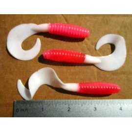ALL AMERICAN Tournament Quality Soft Plastic Baits 10ct RED-PINK-WHITE 4" Wide Curly Tail GRUBS Bass Fishing Lures Saltwater Baits