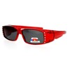 Womens Rhinestone Rectangular Polarized Fit Over Glasses Sunglasses Red