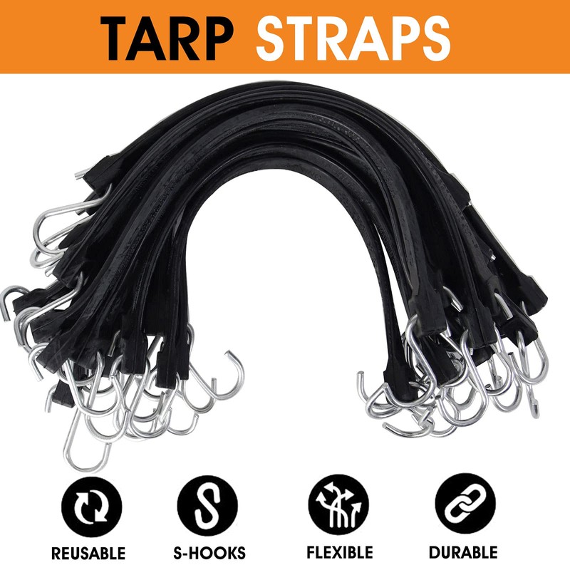 XSTRAP STANDARD 20 Pack 15'' Adjustable Rubber Tarp Straps, EPDM