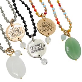 Katia Designs Just Breathe Original Layering Bundle - Matte Black Beads (Gold Pendant)