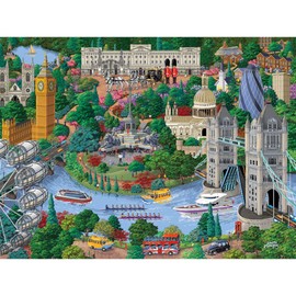 Bits and Pieces – Large 300 Piece Jigsaw Puzzle for Adults – London City View - England Jigsaw Puzzle by Artist Joseph Burgess, Completed Puzzle Size: 18" x 24"