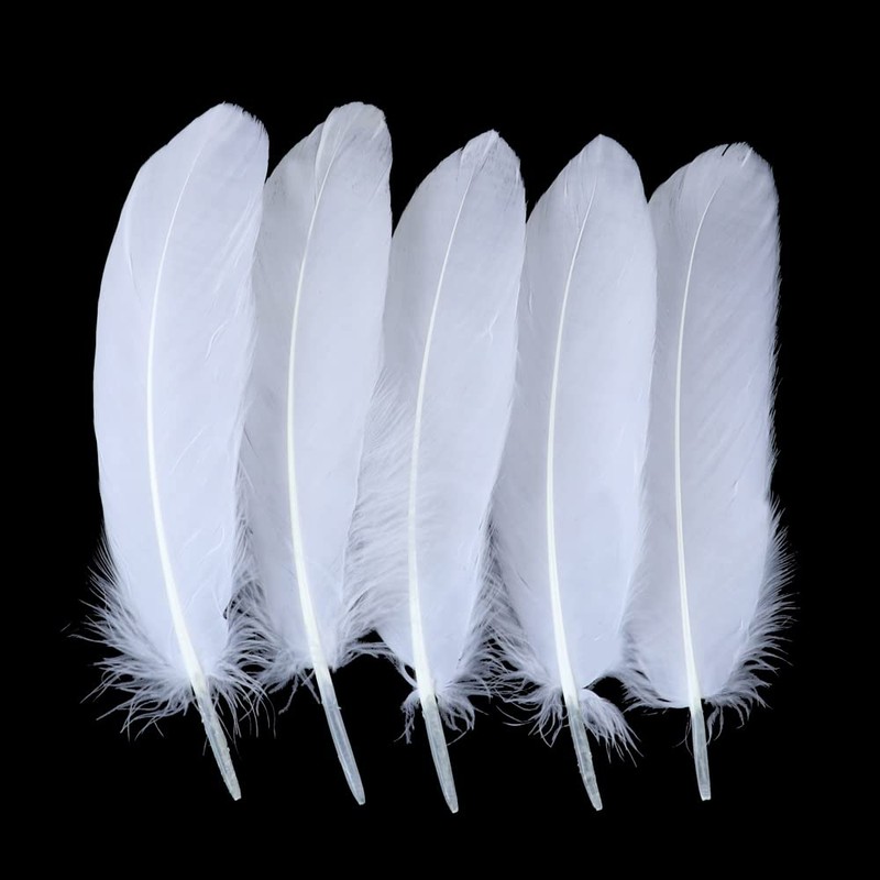 100PCS White Goose Feather 6-8inch Mixed Jewelry Making Crafts Swan