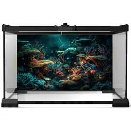 Riivvdise Aquarium Background Colorful Picturesque Coral Reef Terrarium Background Tropical Sea Various Hard Corals Underwater Landscape Fish Tank Backdrop Aquarium Poster Background Vinyl 36x18in