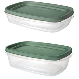 Utenselux Rubber Maid Storage Containers, Easy Find Lids, Blue Spruce, 5.5 Cup and 8.5 Cup set, Food Storage Set, Clear Meal Prep Flex Containers