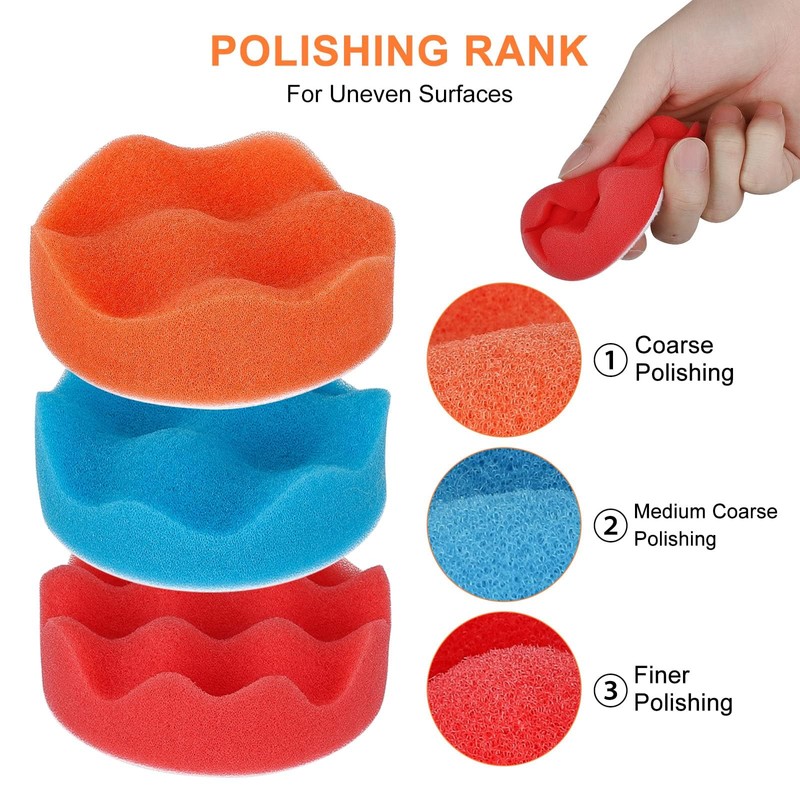 Linkstyle 9PCS Polishing Pad Kit, 3 Inch Wool and Sponge