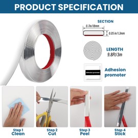 Yskzyz Peel and Stick Molding Trim Waterproof Mirror Tape Border Flexible Wall Trim Molding Self Adhesive for Home Decoration Wall Protection(9.8 Ft)