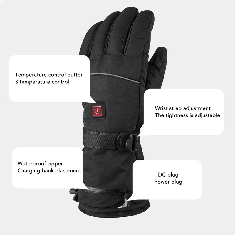 One Pair Heated Gloves 3 Level Temperature Touchscreen Anti Slip