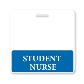 Student Nurse Badge Buddy - Heavy Duty Horizontal Badge Buddies for Student Nurses Spill & Tear Proof Cards - 2 Sided USA Printed Quick Role Identifier ID Tag Backer by Specialist ID (Blue)