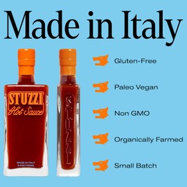 Stuzzi Premium Hot Sauce – Italian Craft Sauce with Dried Campanian & Fresh cayenne Peppers from Italy (3.4 oz) – All-Natural, Vegan, Gluten-Free, Non-GMO, No Preservatives – Bold, Savory & Spicy