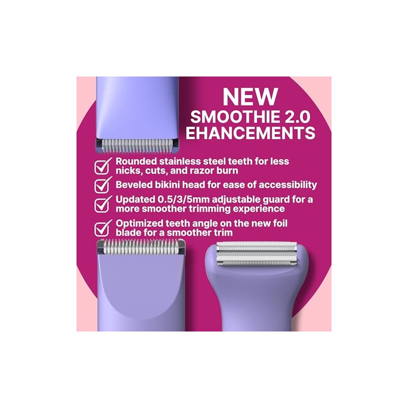 HAPPY CURVES Smoothie 2.0 Bikini Trimmer - Afeitadora eléctrica para