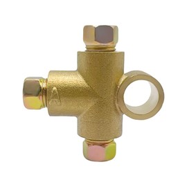 HQRNYP 3 Way T-Shape Brake Tee Union, Automotive Replacement Brake Fittings, Brass Car Tee Elbow Connector, Car Accessories T-Shape Fittings with 3 Male Nuts Short Union M10 Fit for 3/16in Pipe 10mm