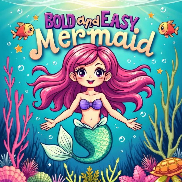 Mermaid Magic: Bold & Easy Coloring Book for All Ages