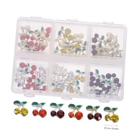 Healeved 240pcs Cherry Nail Charms and Rhinestones Nail Gems for Stunning Designs for Manicure and Special Occasions