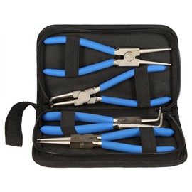 Snap Ring Pliers Set, 4-Piece Needle-Nose Pliers Set, 175 mm, Long Nose Pliers and Curved Pliers, Pliers Tool, Non-Slip, Includes Bag