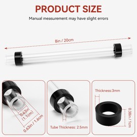 ERETOW 8 Inch Sight Glass Tube Replacement for Steamaster HPJ-2S Steamer Parts, Clear Water Level Gauge Tube with 2 Rubber Washers